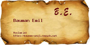 Bauman Emil névjegykártya
